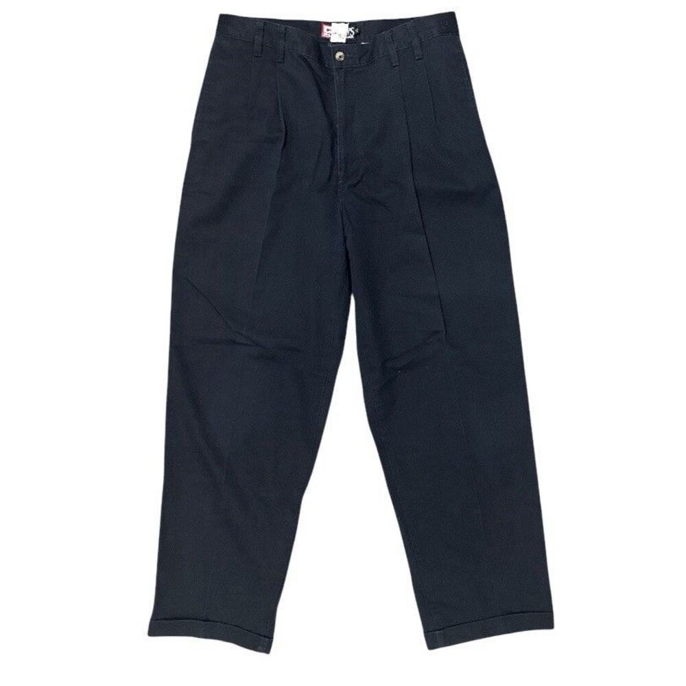 Vintage 90s Chaps Ralph Lauren Chino Pants 34X32 Navy Blue Pleated Trousers